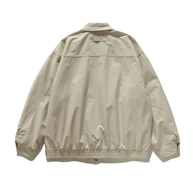 Loose Cargo Jacket with Large Pockets Hidden Buttons