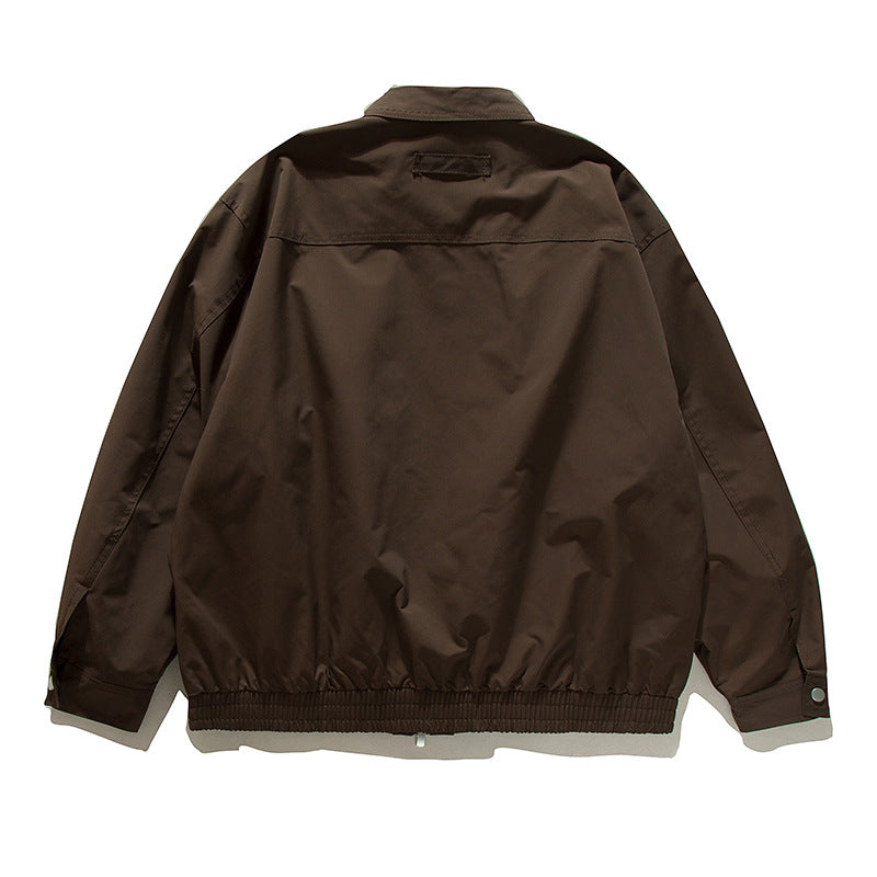 Loose Cargo Jacket with Large Pockets Hidden Buttons