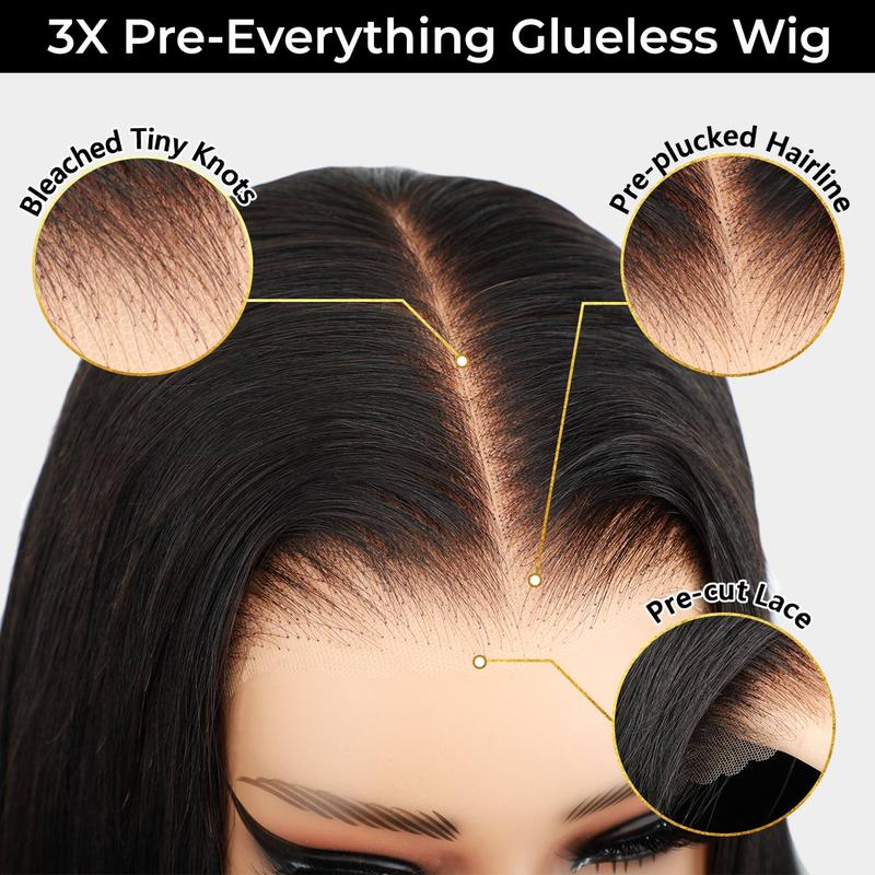 Sale Happening Now:83% OFF🔥Pre-Cut Lace Kinky Straight 360 Full Lace Frontal Glueless Wig With Invisi Drawstring Pre Plucked Human Hair Wig